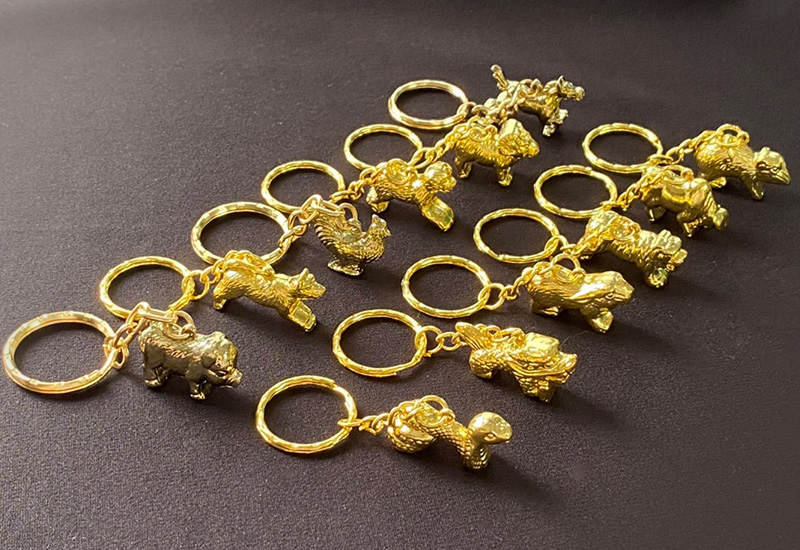 黃金12生肖鑰匙圈 黃金12生肖鎖圈吊飾